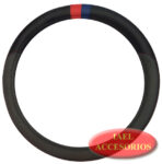 CUBRE VOLANTE POWER 38CM NEGRO C/GRIS DETALLES ROJO Y AZUL