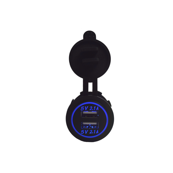TOMA 12V USB DUAL USO ESPECIAL EN AUTOMOVILES AZUL