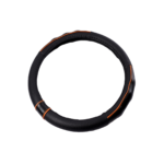 CUBREVOLANTE CUERO 38CM CON BORDE DETALLADO NEGRO / NARANJA