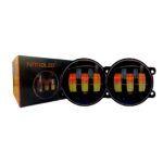 JUEGO FAROS DE LEDS 4" 12/24V LUZ BLANCA Y AMBAR OFF ROAD