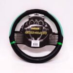 CUBREVOLANTE MODELO NASCAR CUERO SINT. NEGRO/VERDE AGUA - Imagen 2