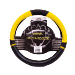 CUBREVOLANTE MODELO NASCAR CUERO SINTENTICO NEGRO / AMARILLO