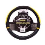 CUBREVOLANTE MODELO NASCAR CUERO SINTENTICO NEGRO / AMARILLO - Imagen 2